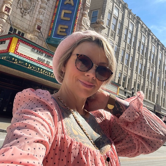 Pink Dot Vintage Sweetheart Neckline Empire Waist Cottage Fairy Dress - Picture 6 of 6